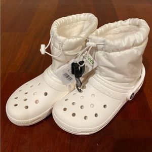 NEW Crocs Classic Lined Neo Puff Boots White Size W8